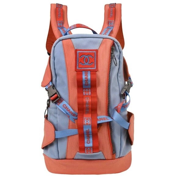 Chanel Red Blue Nylon Sport Line Backpack 115964 - Picture 1 of 10